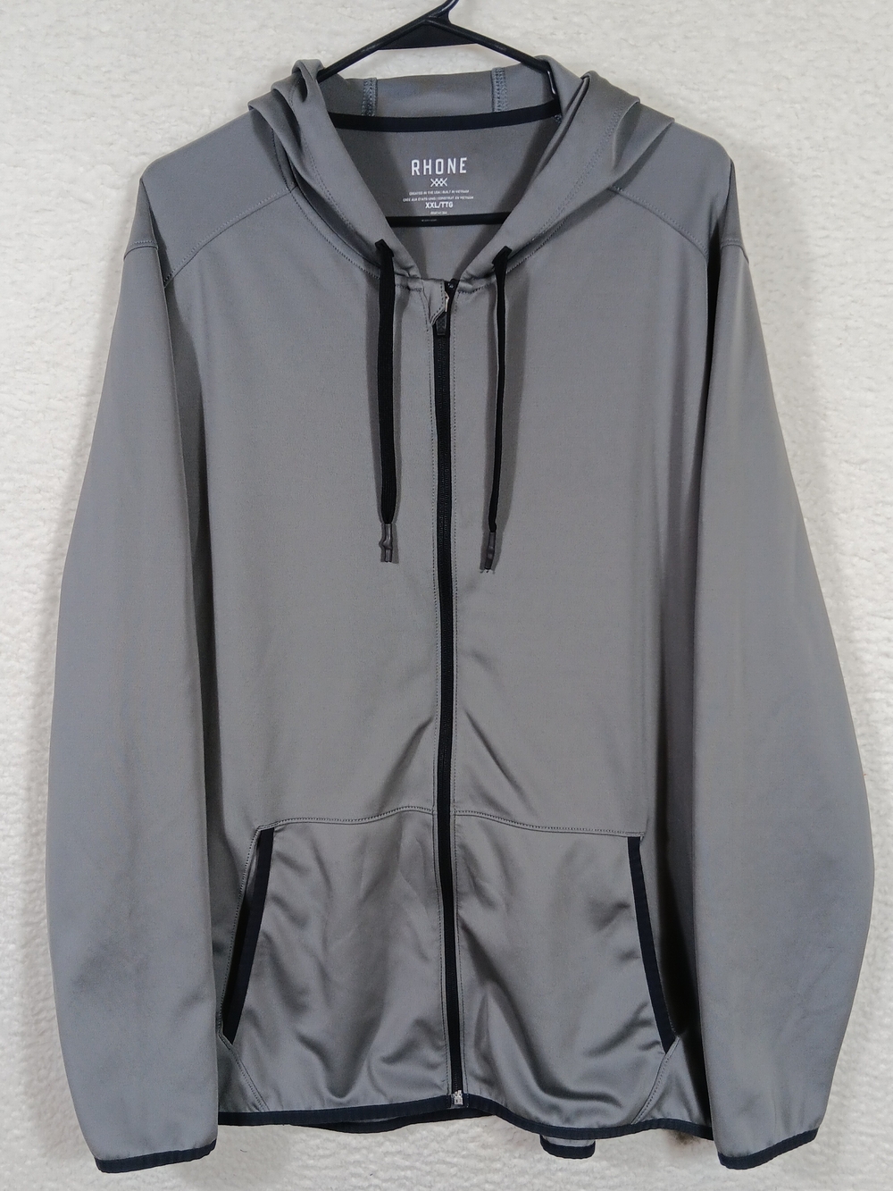 Rhone Hoodie Mens XXL Gray Warm Up Tech Full Zip Performance Athleisure